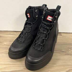 Hunter Discoverer Lace Up Heel Ankle Boots Black Women Size 10 $240 NWOB